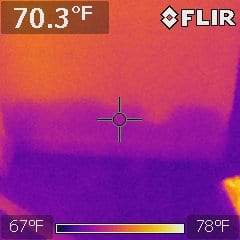 FLIR Image of hidden moisture in wall.